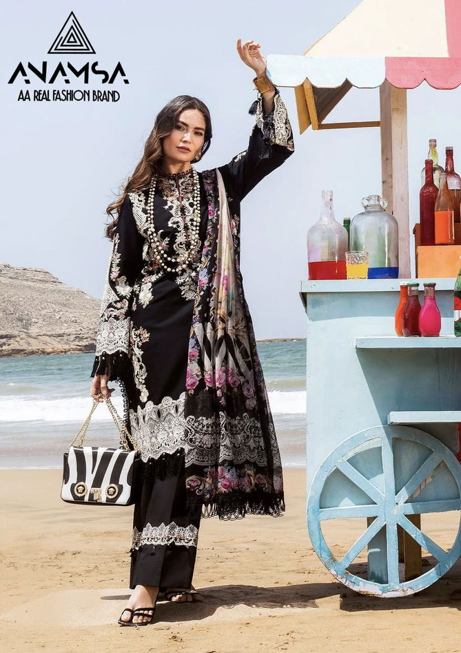 Anamsa 498 Embroidery Rayon Cotton Pakistani Suit Wholesalers In Mumbai
